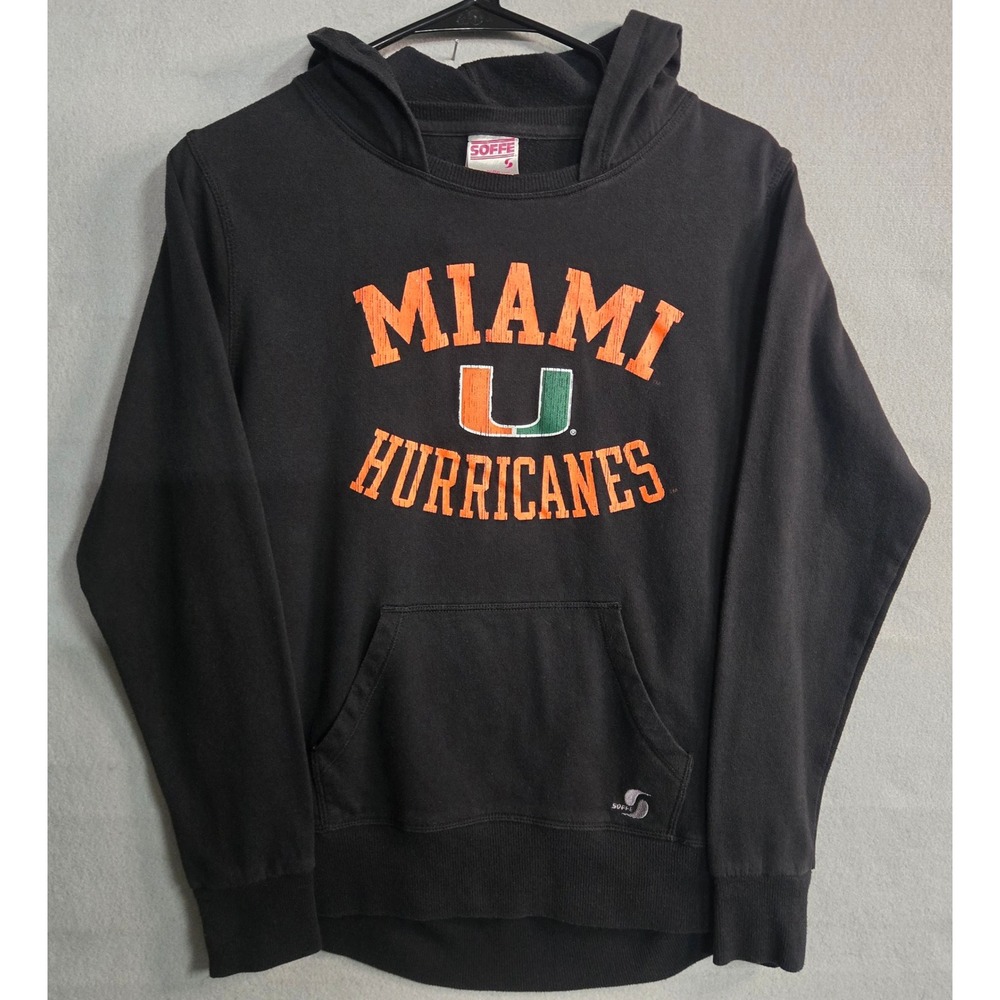 Miami Hurricanes Hoodie Soffe Junior Large L Black College Football Sweatshirt